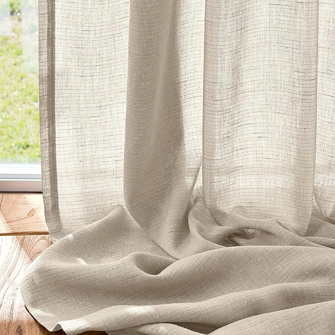 jinchan Linen Blend Curtain 96 inch Length 1 Panel - Image 5