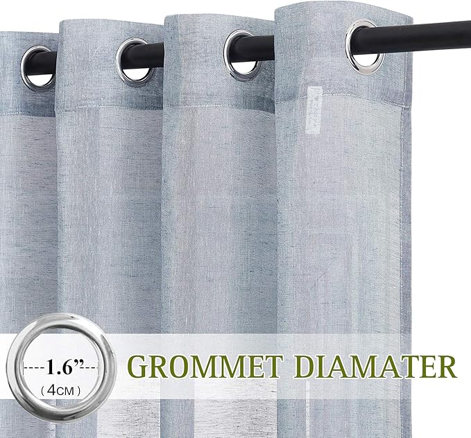 NICETOWN Semi Sheer Linen Blend Window Curtains, Grommet Solid Curtain Privacy - Image 2