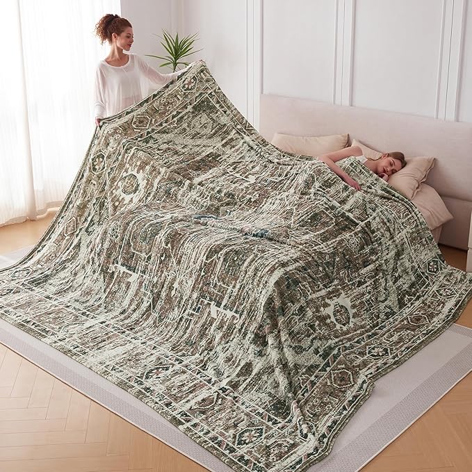 Oversized Vintage Pattern Blanket 120x120 Inches, Giant 10'x10' by Korbliss