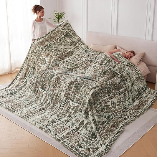 Oversized Vintage Pattern Blanket 120x120 Inches, Giant 10'x10' by Korbliss