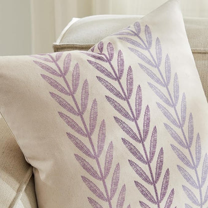 100% Cotton Farmhouse Leaves Throw Pillow Covers Set of 2, 20x20 Inch Mixed - Image 2