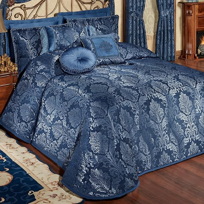Touch of Class Camelot Luxury Bedding | Calming Navy Blue | Matte Satin Damask by TouchofClass