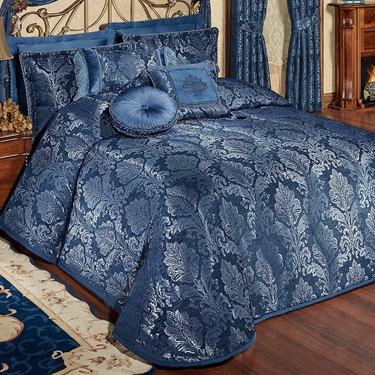 Touch of Class Camelot Luxury Bedding | Calming Navy Blue | Matte Satin Damask by TouchofClass