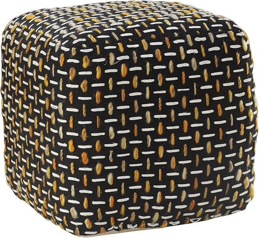 L. R. Resources, Inc. LR Home Hand-Woven Black/Gold/White Geometric Square by L.+R.+Resources%2C+Inc.