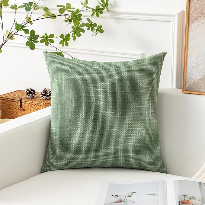 Kevin Textile Set of 2 Sage Green Pillow Covers 20 x 20 Inch Spring Farmhouse - Image 4