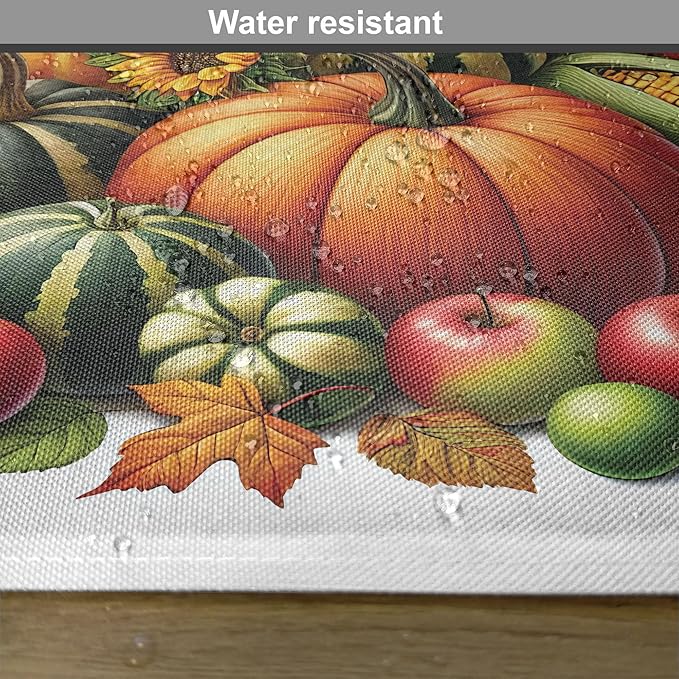 Ambesonne Fall Place Mats Set of 8, Pumpkins Apples and Sunflowers Harvest Time - Image 6