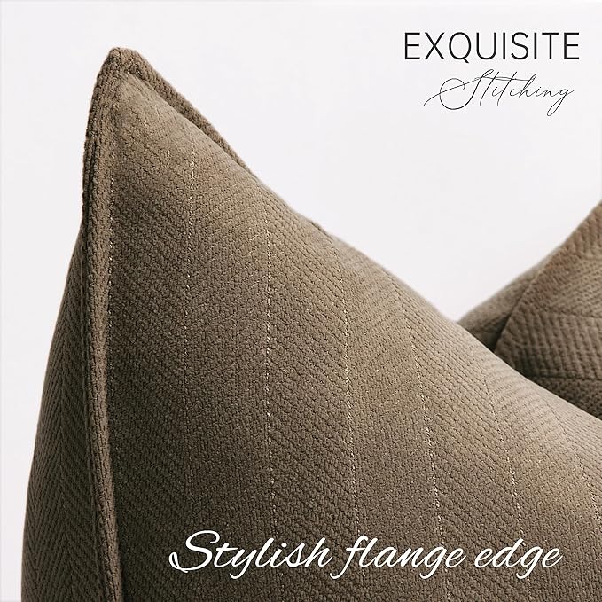 ZWJD Brown Pillow Covers 16x16 Set of 2 Chenille Throw Pillow Covers - Image 4