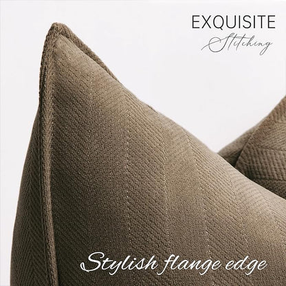 ZWJD Brown Pillow Covers 24x24 Set of 2 Chenille Throw Pillow Covers - Image 2