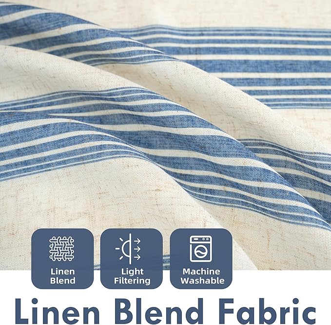 DriftAway Farmhouse Vertical Striped Linen Blend Textured Light Filtering Semi - Image 2