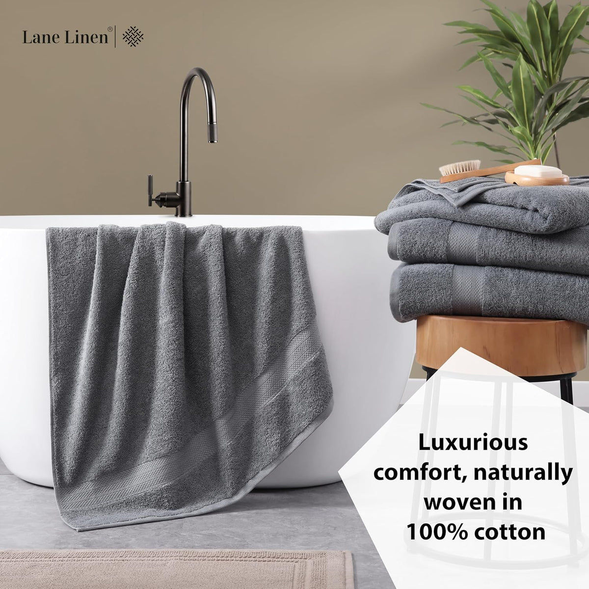 lane linen towel set quick dry 100% cotton, side view