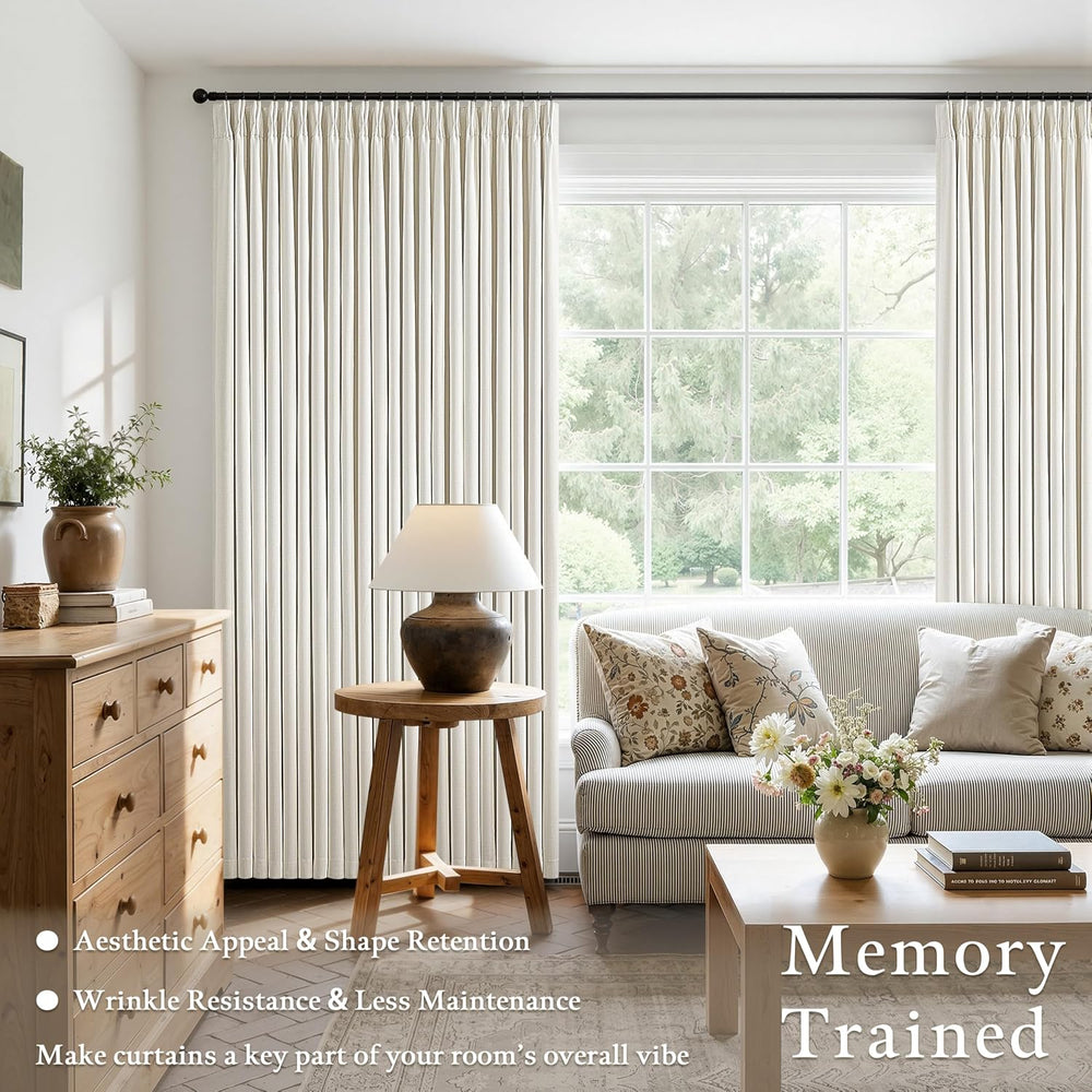 Natural Extra Wide 70 Inch Width 100% Blackout Curtains 84 Inches Long