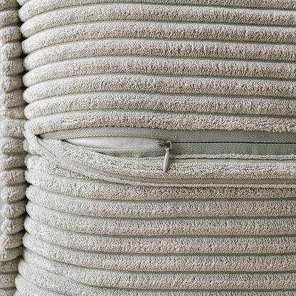 MIULEE Light Grey Corduroy Decorative Euro Sham Pillow Covers 24x24 Inch - Image 3
