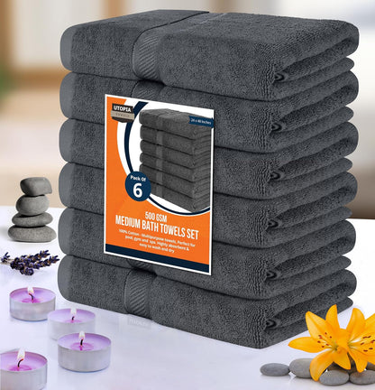 utopia towels 6 pack medium bath towels, 24x48, package contents