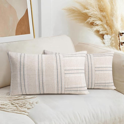 AELS 12x20 Decorative Farmhouse Linen Throw Pillow Covers, Boho Rectangle by AELS