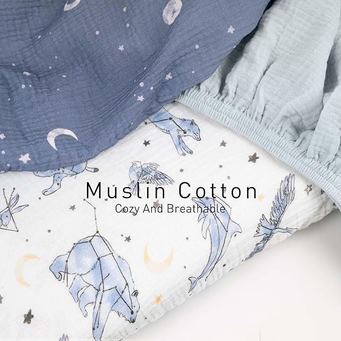 Gllquen Baby Muslin Bassinet Sheets 3 Pack, Breathable Elastic Cozy Fitted - Image 3