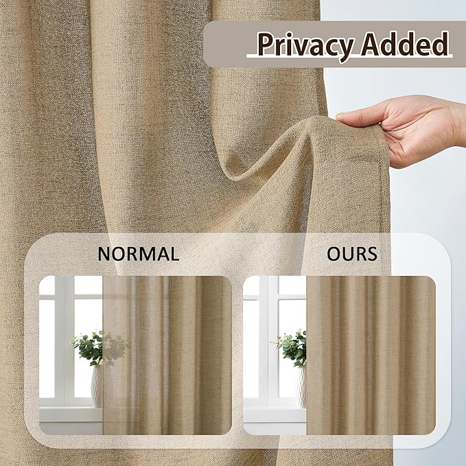 Dark Flax Pinch Pleated Linen Curtains 92 Inches Long Semi Sheer Memory Trained - Image 5