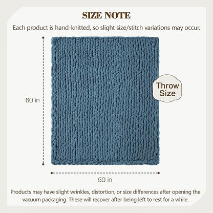 Carriediosa Chunky Knit Throw Blanket 50" X 60", 100% Hand Made Large Chenille - Image 3