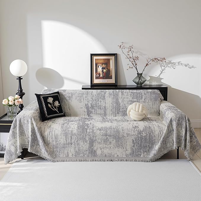MEETSKY Couch Cover for Sectional Sofa Set Abstract Geometric Chenille Sofa - Image 2