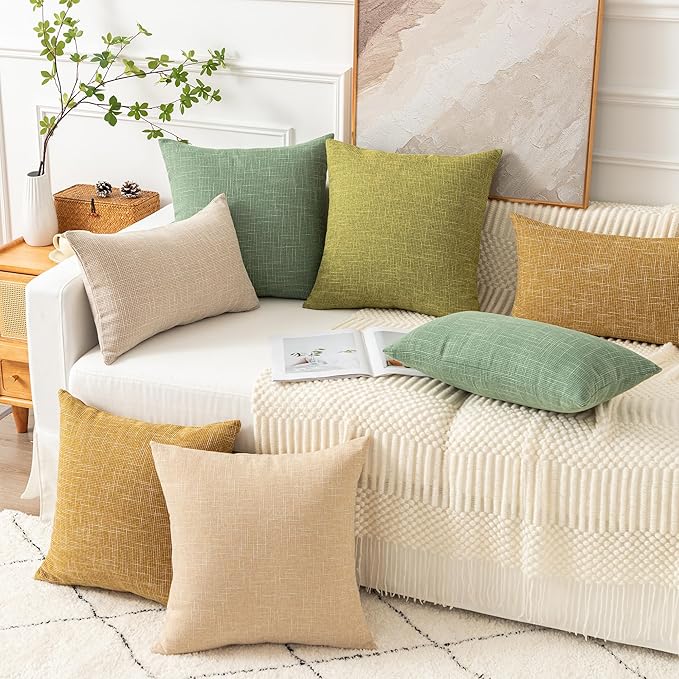 Kevin Textile Set of 2 Sage Green Pillow Covers 18 x 18 Inch Spring Farmhouse - Image 8
