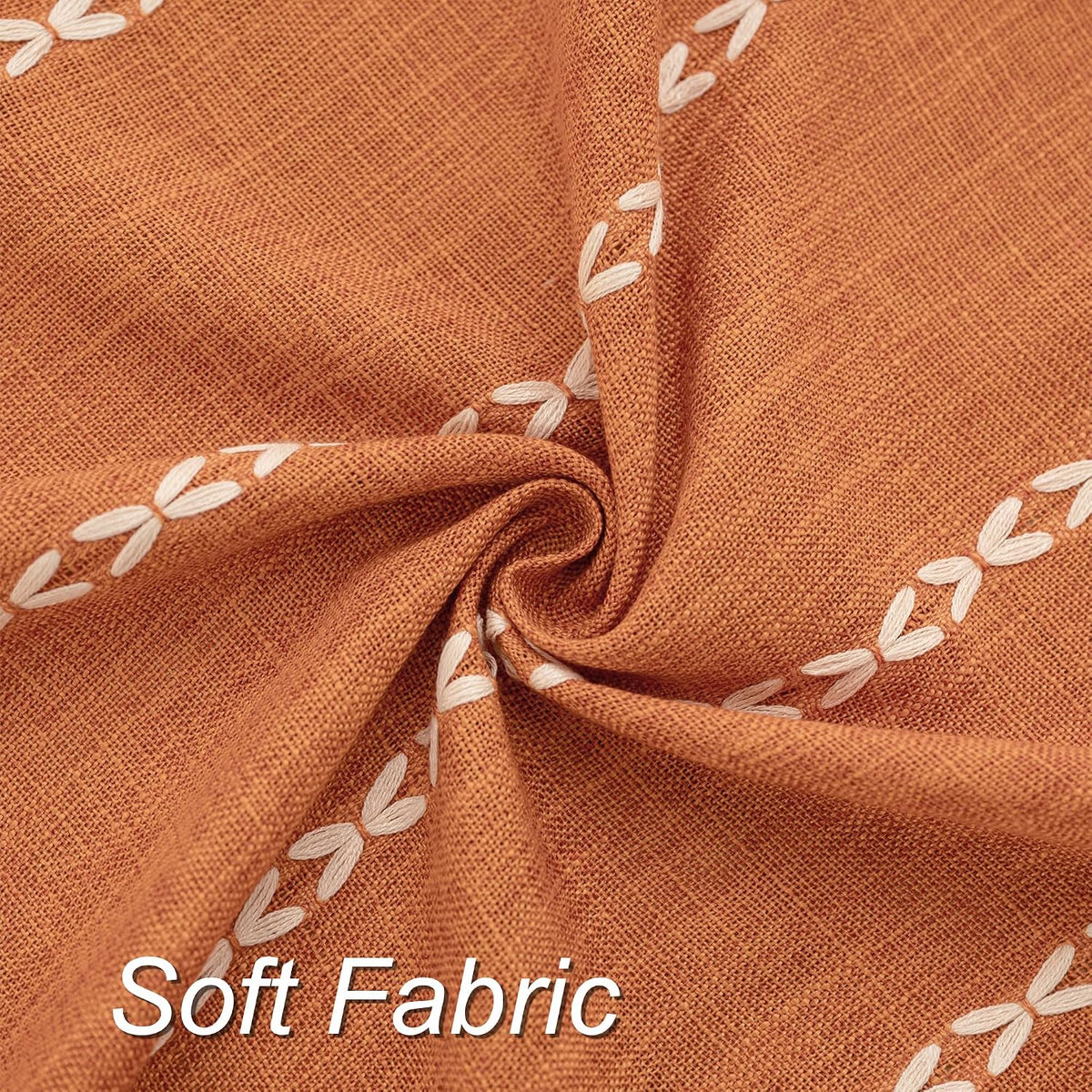 Burnt Orange Linen Rectangle Table Cloth with Tassel Farmhouse Burlap Tablecloths for Kitchen Dining Heavyweight Oblong Table Covering Cloth Autumn Fall Halloween Holiday Boho Decor, 55x102 Inch