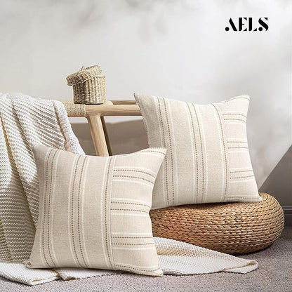 AELS 22x22 Decorative Farmhouse Linen Throw Pillow Covers, Boho Textured Pillow - Image 5