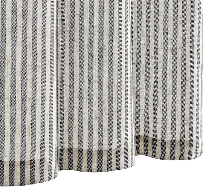jinchan Tie Up Linen Textured Striped Tie Curtain - Image 8