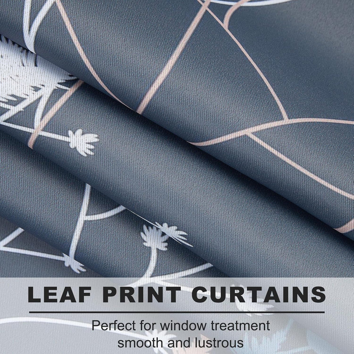 blue leaves blackout curtains 63 inch length, room shown in use
