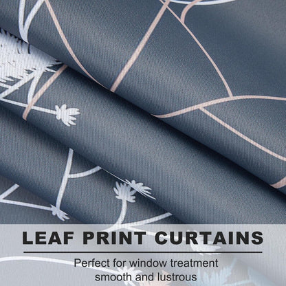 blue leaves blackout curtains 63 inch length, room shown in use