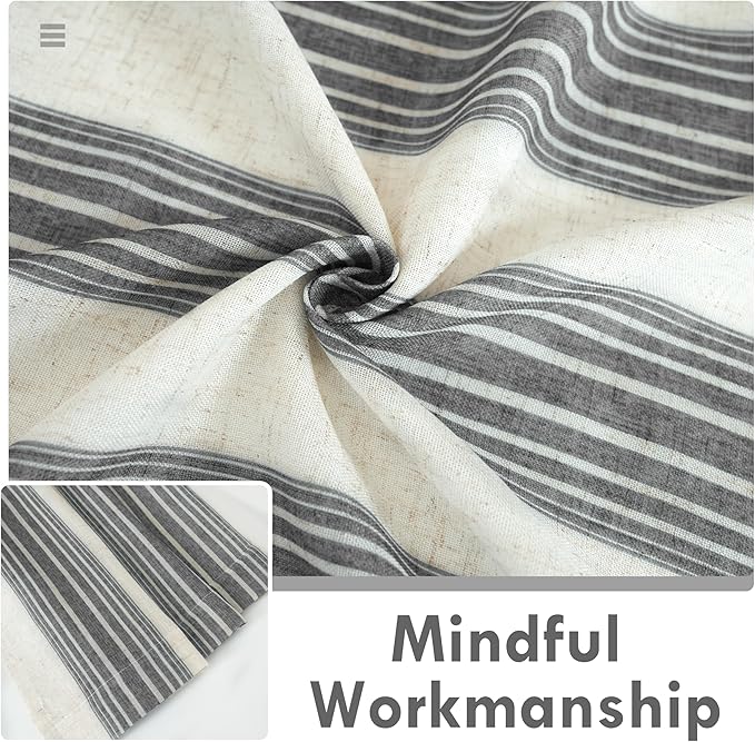 DriftAway Farmhouse Vertical Striped Linen Blend Textured Light Filtering Semi - Image 5