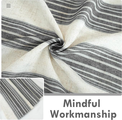 DriftAway Farmhouse Vertical Striped Linen Blend Textured Light Filtering Semi - Image 5