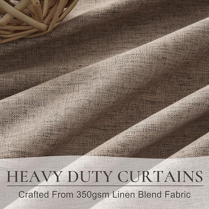 Dark Flax Black Out 108 Inch Long Boho Curtains 2 Panel Set, Farmhouse Curtain - Image 5