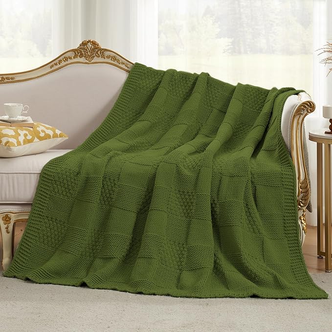 Amélie Home Checkered Chenille Knit Throw Blanket - Image 5