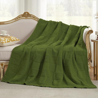 Amélie Home Checkered Chenille Knit Throw Blanket - Image 5