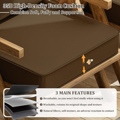 Outdoor Seat Cushion Set 19 L × 19 W × 4 H Inch Waterproof & Fade Resistant - Image 3