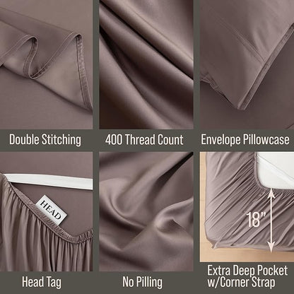 Bella Coterie 6 Piece Luxury Bamboo Viscose Split Top King Size Sheet Set | 34" - Image 4