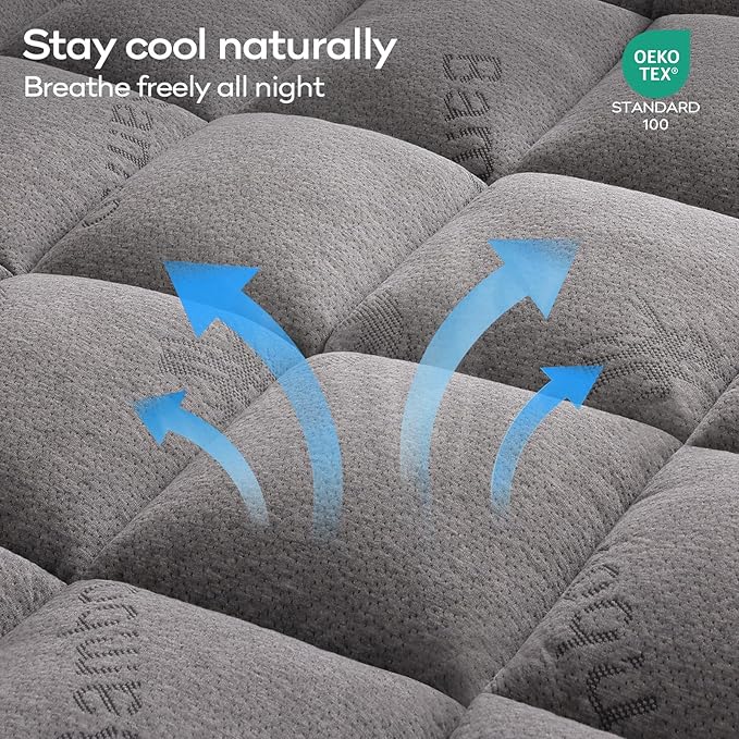 OLANLY Full Mattress Topper – Viscose Made from Bamboo, Cooling Soft Full - Image 3