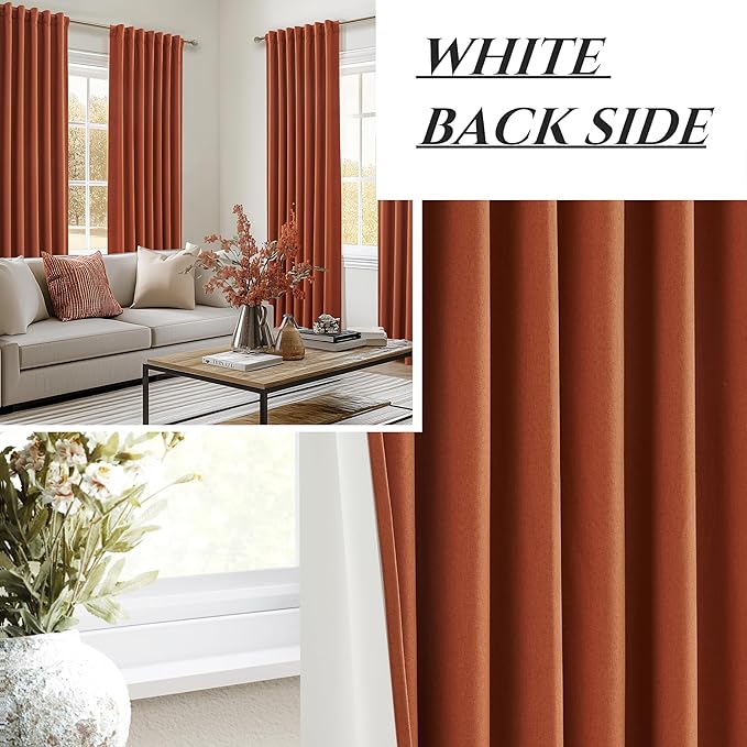 Fall Burnt Orange Curtains Blackout 84 Inches Long 2 Panels Set, Terracotta - Image 7