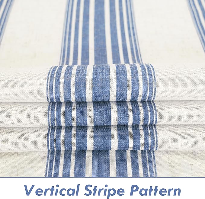 DriftAway Farmhouse Vertical Striped Linen Blend Textured Light Filtering Semi - Image 3