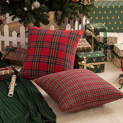 AQOTHES Pack of 2 Christmas Plaid Decorative Throw Pillow Covers Scottish - Image 6