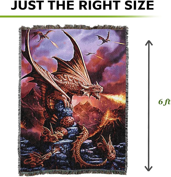 Pure Country Weavers Fire Dragon Woven Blanket by Anne Stokes - Image 4
