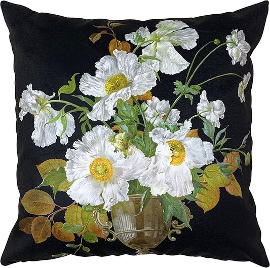 Elegant Decorative 18x18 Floral Throw Pillow Cover Double Sides Flower Vintage by whooplaArt