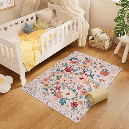 DUKINO 3x4 Area Rug, Lightweight Non Slip Washable Floral Rug, Indoor Low Pile - Image 3