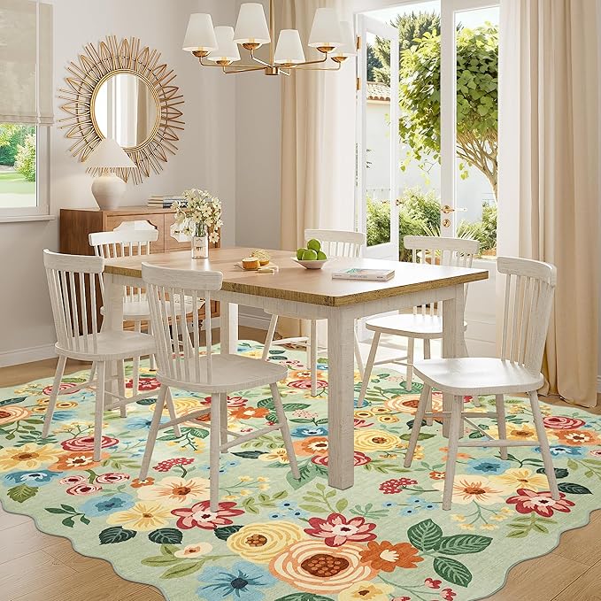 DUKINO 8x10 Area Rug, Floral Washable Rugs - Image 3
