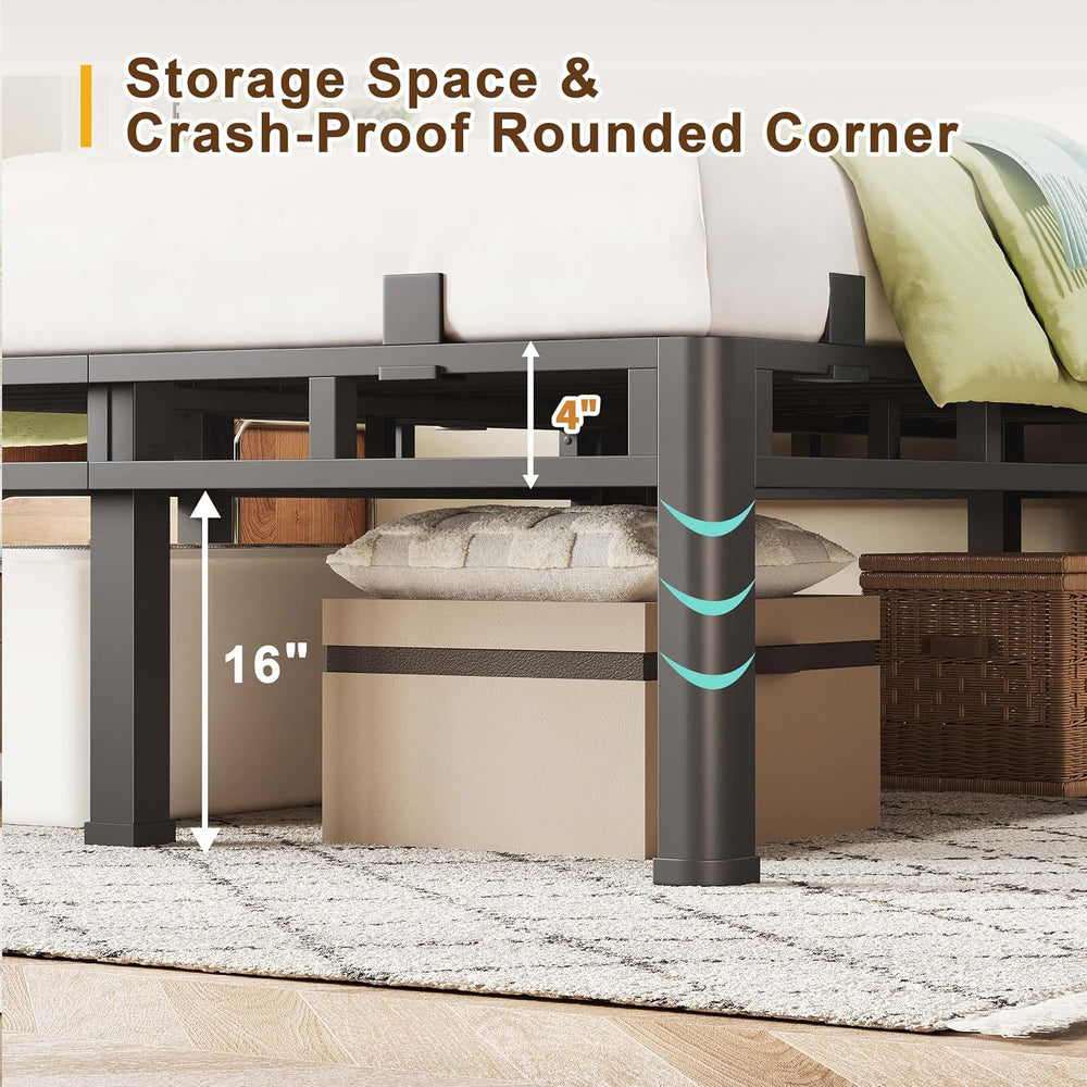 ROIL 20 Inch Queen Bed Frame Double Layer 2 in 1 Platform with Round Corner