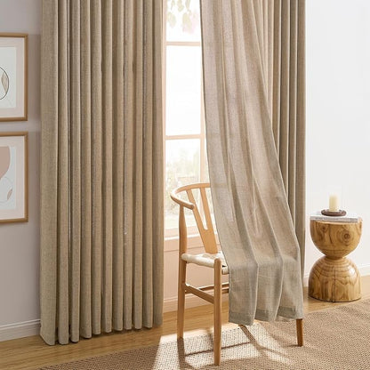 Dark Flax Pinch Pleated Linen Curtains 102 Inches Long Semi Sheer Memory - Image 6