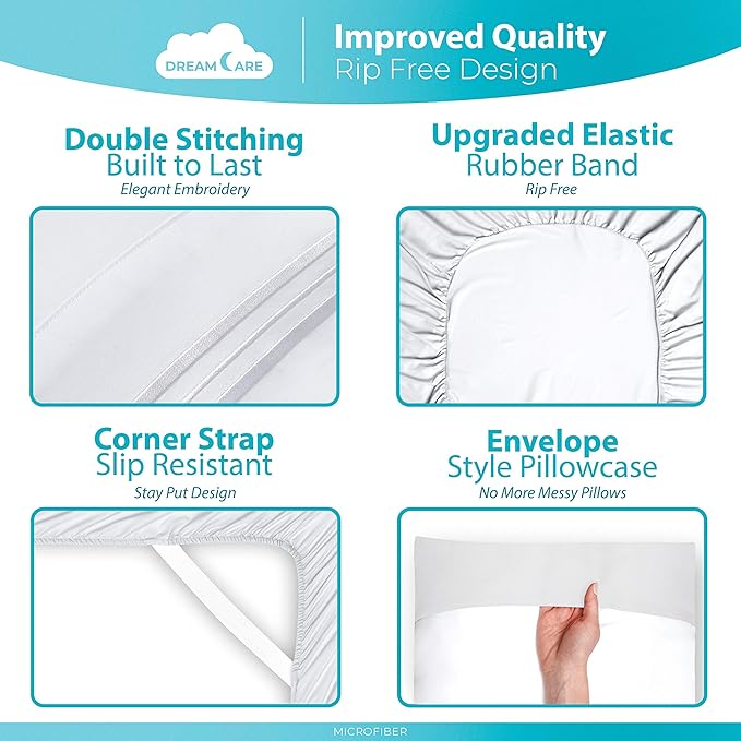 DREAMCARE Twin XL Sheet Sets – 3pcs Cooling Sheets – up to 15” Deep Pocket Twin - Image 6