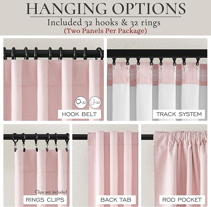 Extra Long Light Pink Blackout Drapes 108 Inches Long 2 Panels - Image 4