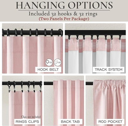 Extra Long Light Pink Blackout Drapes 108 Inches Long 2 Panels - Image 4