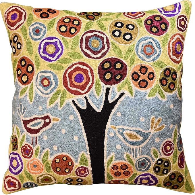 Blue Tree of Life Throw Pillow Cover Karla Gerard Floral Pillowcase Floral by Kashmir+Designs