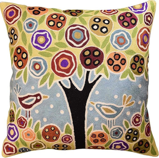 Blue Tree of Life Throw Pillow Cover Karla Gerard Floral Pillowcase Floral by Kashmir+Designs